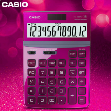 卡西欧（CASIO）钢琴烤漆计算器DW-200TW屏幕角度可调12位大屏幕税率玫红黑蓝白金符号显示玫红PK